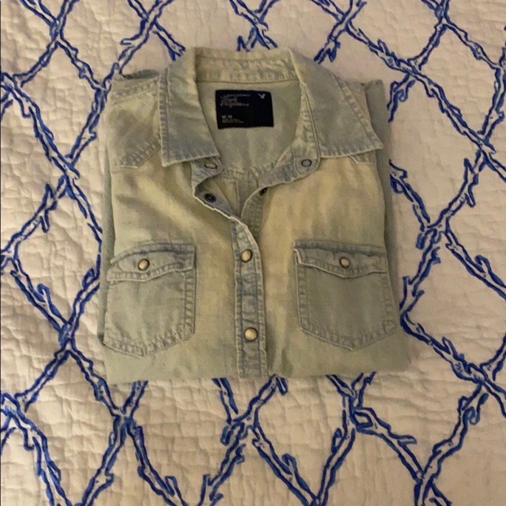 American Eagle Chambray Button-Down Top Or Jacket - image 5